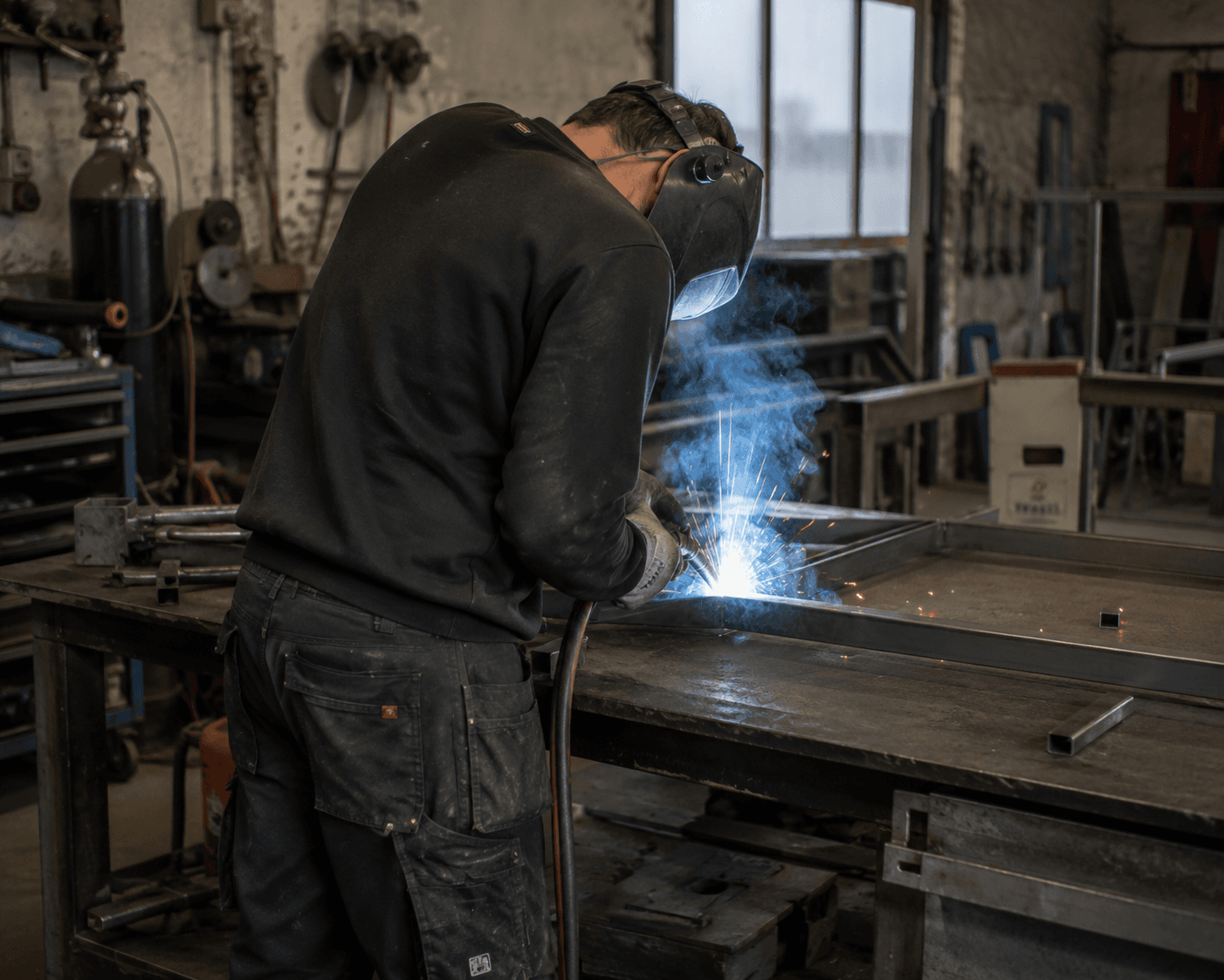 Smed arbejder med metal og svejsning.