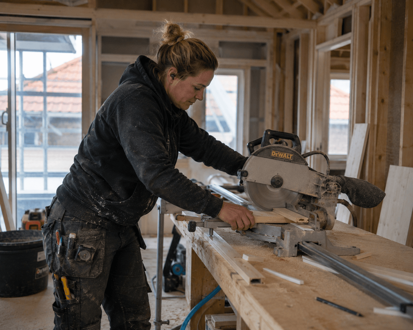 Snedker arbejder med træ og finurlige snedkerdetaljer.