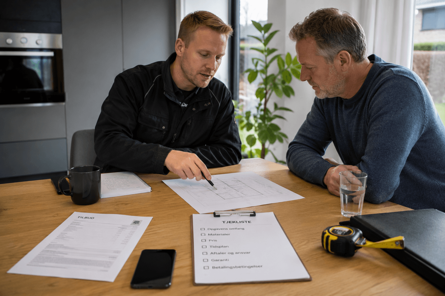 Tjekliste over aftaler med håndværker inden opstart